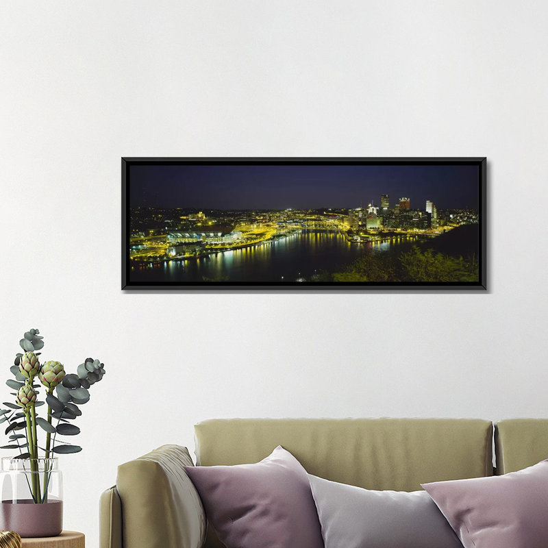 Reproduction d’art sur toile tendue, "panoramic three rivers area, pennsylvania, usa", H 12 po x l 36 po x P 1,5 po