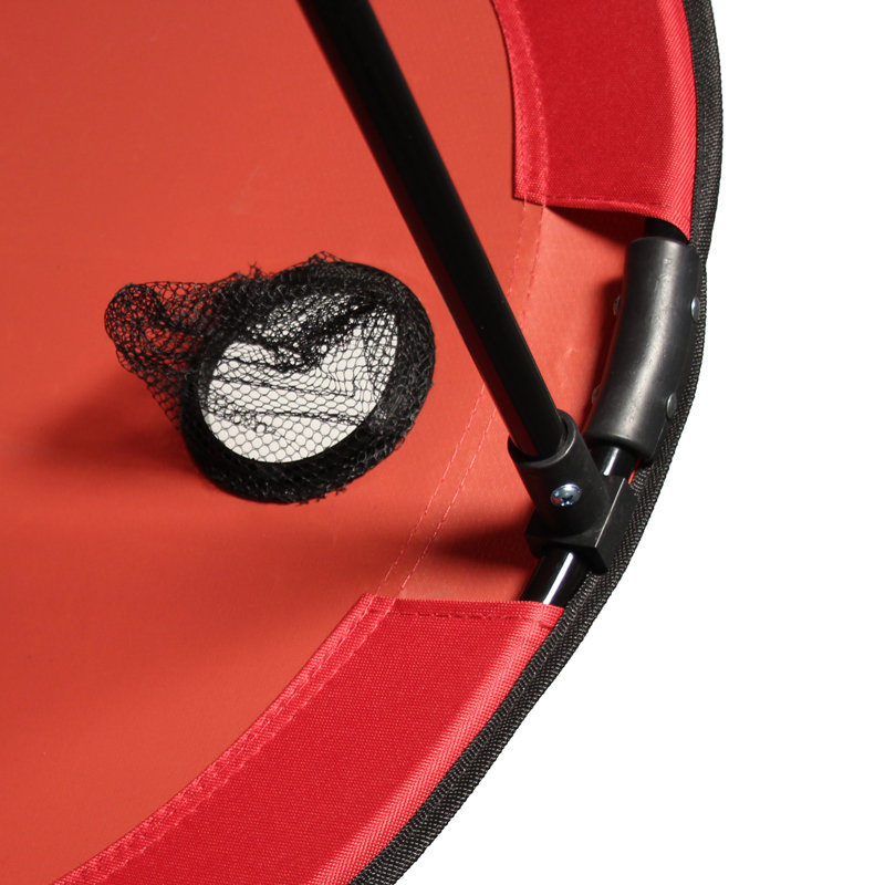 Red Polyester Round Folding Outdoor Table with Mesh Cup Holders