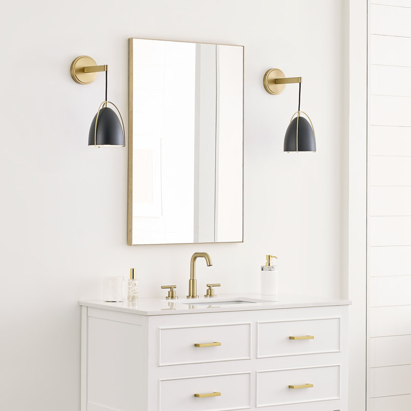 Norman 1 - Light Bath Sconce, Satin Brass, Steel Midnight Black , No