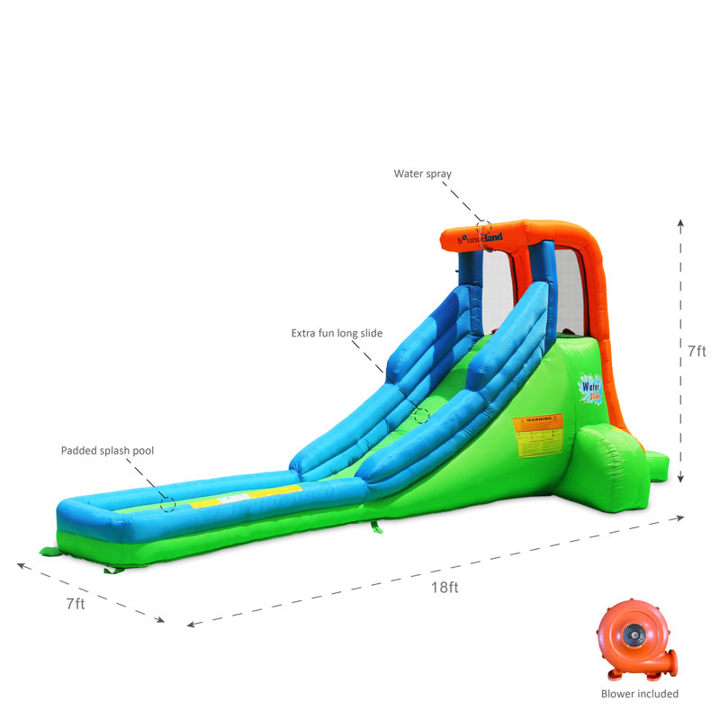 Inflatable 6.9' x 17.7' Water Slide with Air Blower