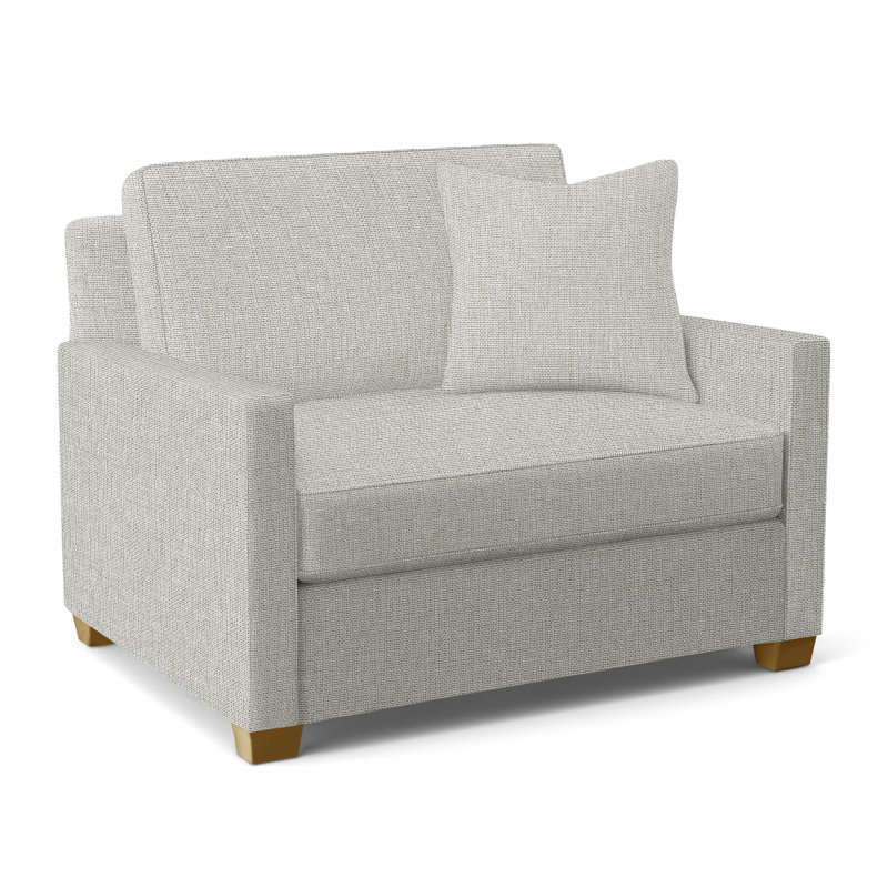Nicklaus Upholstered 49'' Sleeper Sofa, Havana Finish, Basic Navy; 0317-61, Gel Memory Foam Mattress