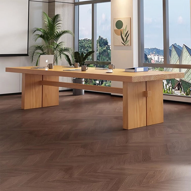 Grande table de conférence moderne en bois massif minimaliste, H 29,53 po x L 86,61 po x l 35,43 po