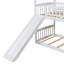 Lit superposé simple au-dessus d'un lit simple avec glissade - Bois massif, blanc, peu encombrant, maisonnette