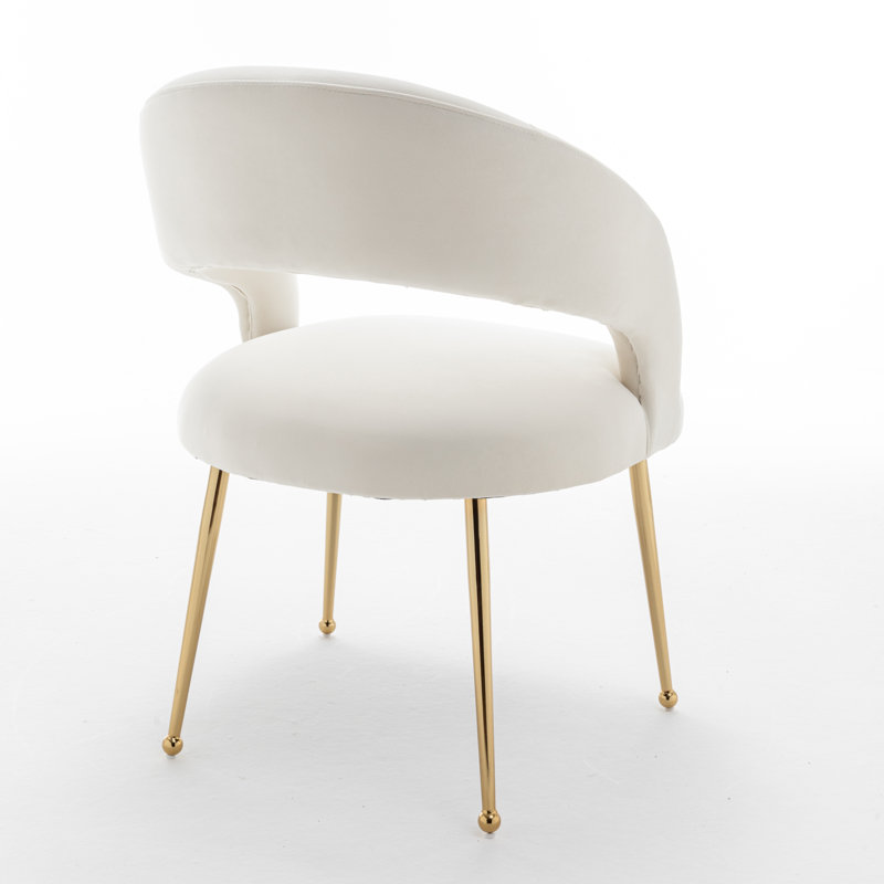 Lokelani 19.3'' H Velvet Upholstered Armchair, Beige, 4