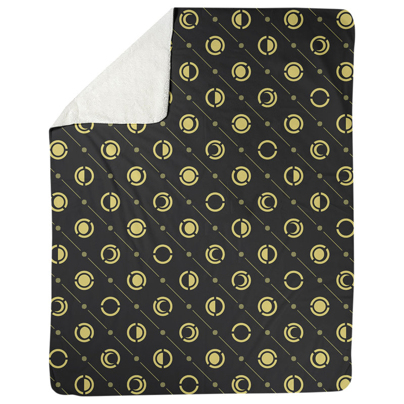 Couverture polaire moon phases, l 30 po x L 40 po, Jaune / Noir