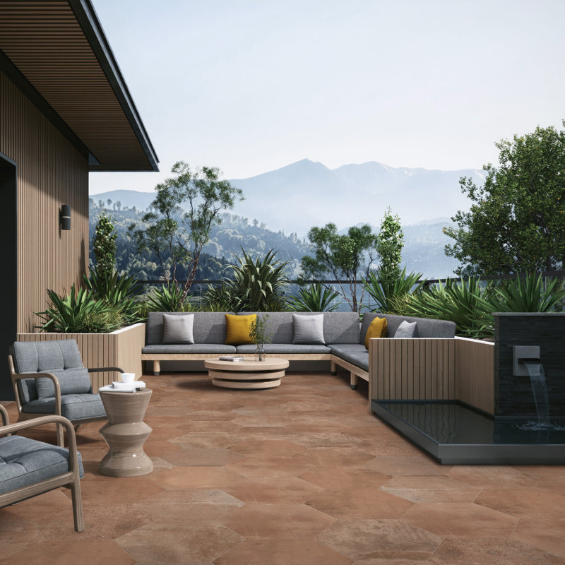 Argillos Hex 20-1/2 In. X 23-5/8 In. Porcelain Floor And Wall Tile, Light Brown