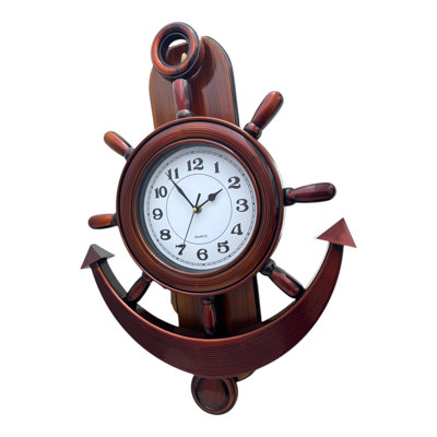 Anchor And Ships Wheel Wall Clock