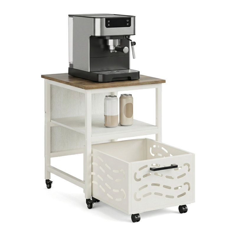 Support de rangement pour micro-ondes et mini-réfrigérateur pour la cuisine, table de bout à 1 tiroir avec rangement pour le salon et le bureau