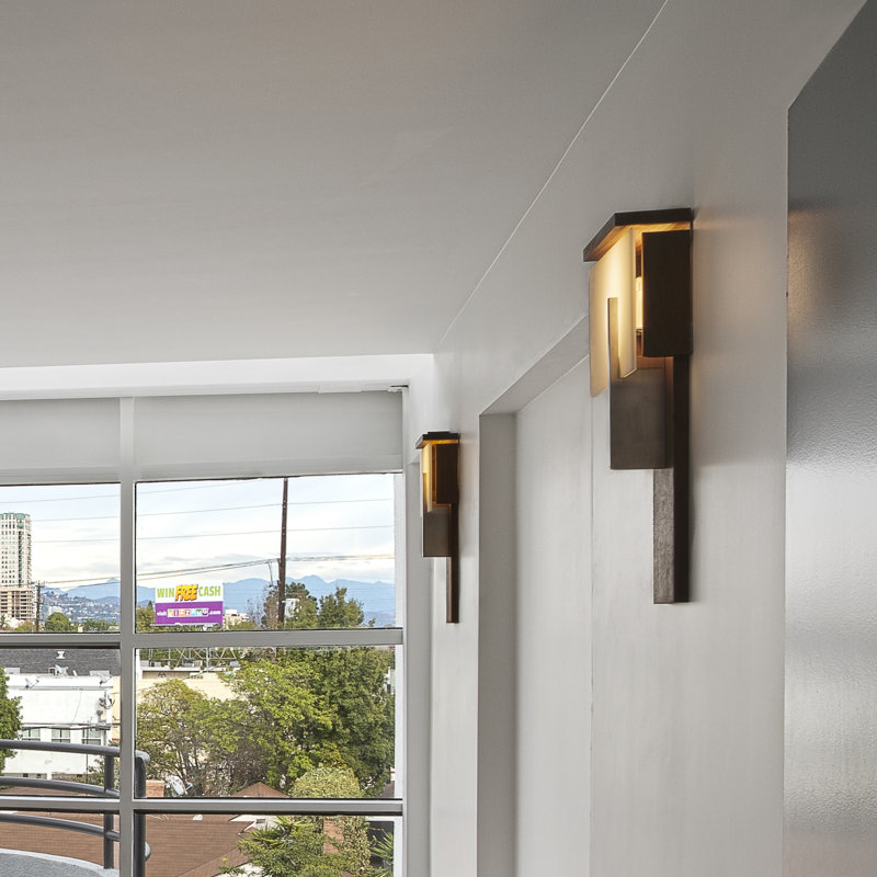 Oris LED Flush Mounted Sconce, Dark Stained Walnut, Brushed Aluminum/Dark Stained Walnut, 3500K