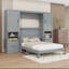 Lit escamotable double en bois avec tiroirs de rangement et tablettes-1756295067