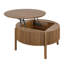 Table basse ronde à plateau relevable avec rangement caché, table de cocktail circulaire cannelée en bois massif, table de centre de ferme moderne en bois pour le salon, noyer