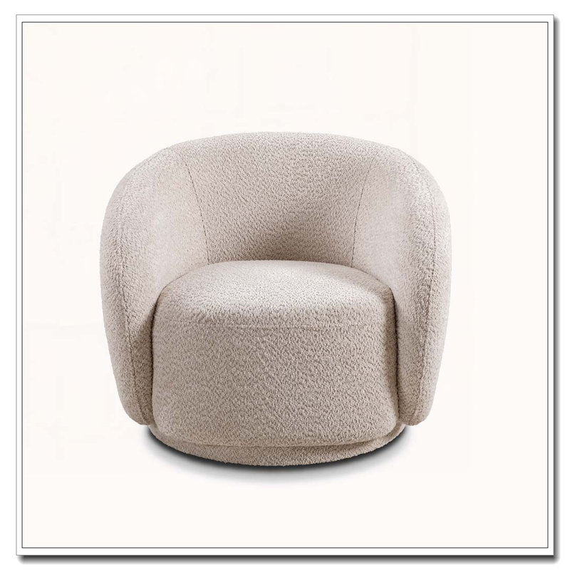 Fauteuil d'appoint pivotant rembourré Boucle, Beige