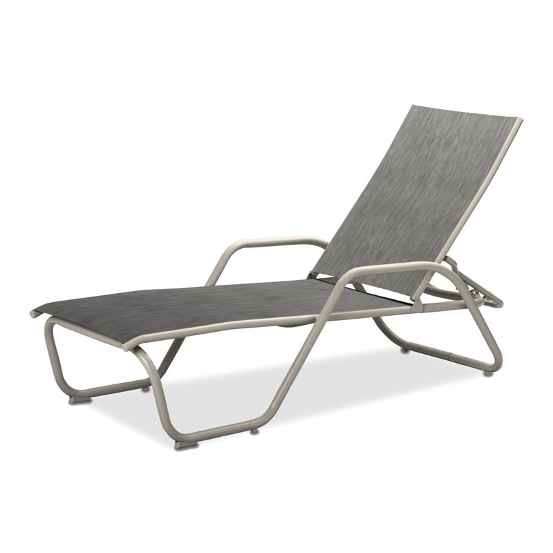 Outdoor Rust-Resistant Metal Chaise Lounge, Textured Warm Gray, Carter