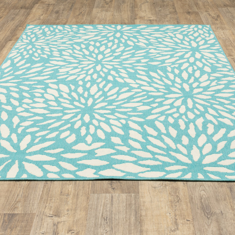 Tapis d'intérieur / extérieur floral Deltana, Rectangle 1 pi 10 po x 2 pi 10 po