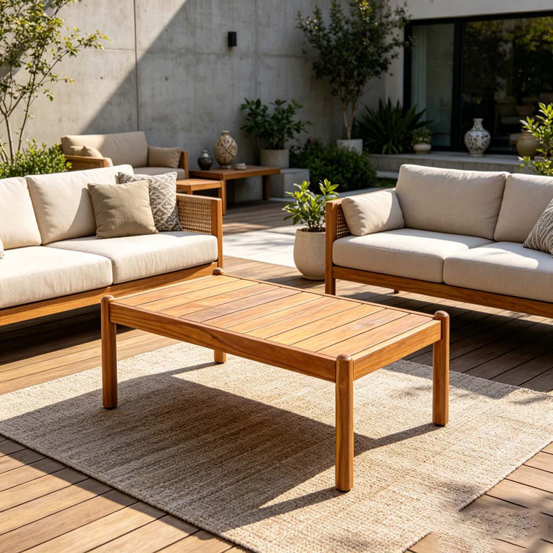 Table basse d'extérieur en bois d'acacia, Teak