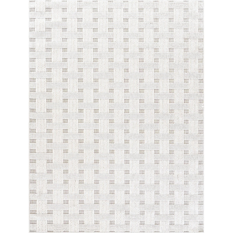 Abani Rugs LUC140A Basketweave Loop Texture Cream Grey Area Rug, Rectangle 5'3" x 7'6"