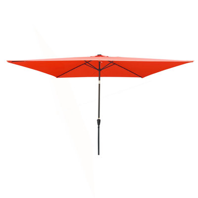 10 X 6.5T Rectangular Patio Solar LED Lighted Outdoor Umbrellas With Crank And Push Button Tilt For Garden Backyard Pool Swimming Pool