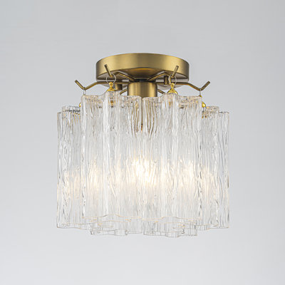 1-Light Star-shaped Cylinder Murano Glass Semi-flush Mount