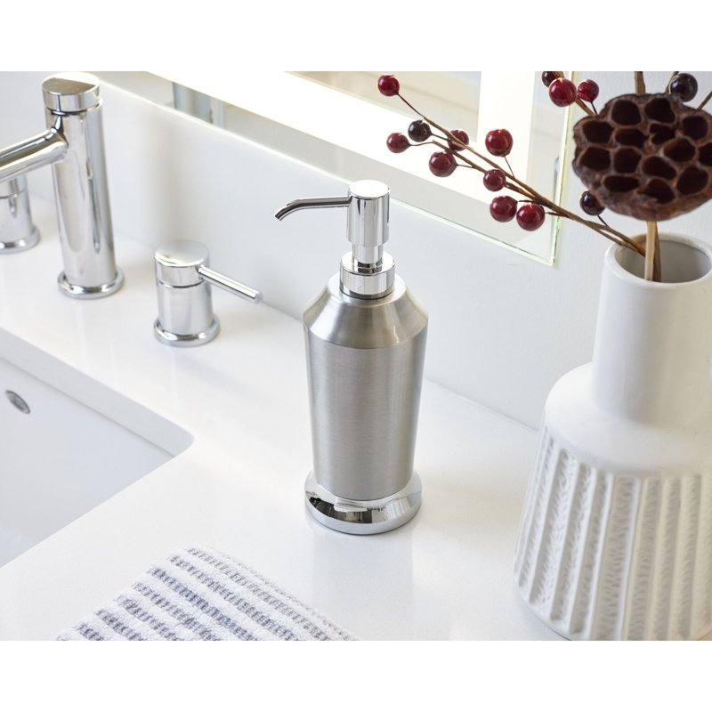 Distributeur de savon à main rechargeable en acier inoxydable iDesign, fini brossé et chrome