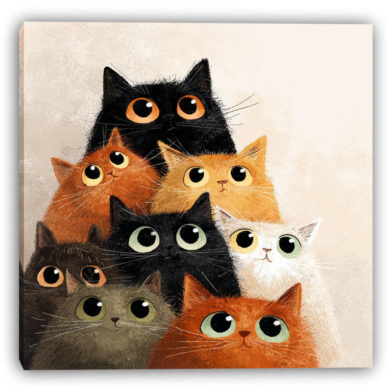 Charmante tour de chat sur toile tendue, H 20 po x l 20 po
