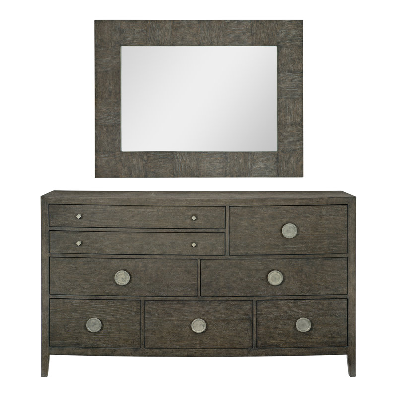 Linea 8 Drawer Dresser with Mirror, Cerused Charcoal