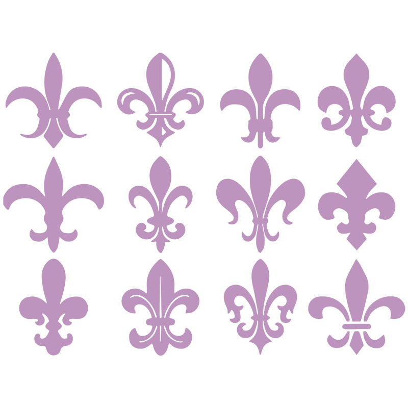 Décalcomanie murale motif fleur du lis, H 40 po x l 53 po x P 0,01 po, Lilas
