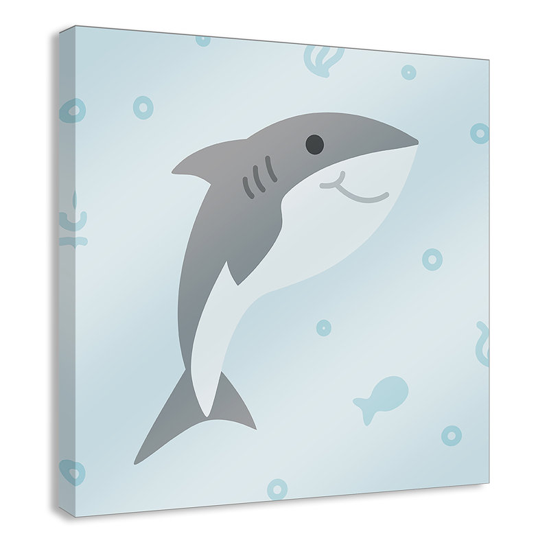 «Happy Shark», impression sur papier, H 12 po x l 12 po x P 1,5 po, Canevas