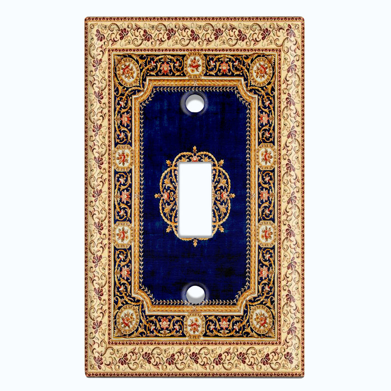 Élégant tapis à cadre coloré avec peinture bleue marine à 1 interrupteur à bascule et plaque murale
