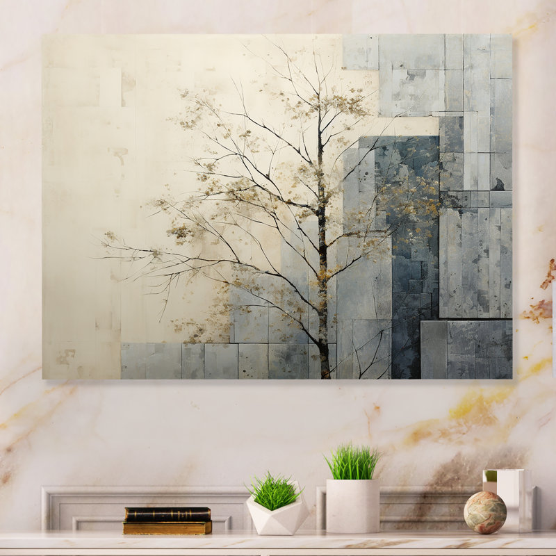 «Gray and White Nature Split I» sur, H 16 po x l 32 po