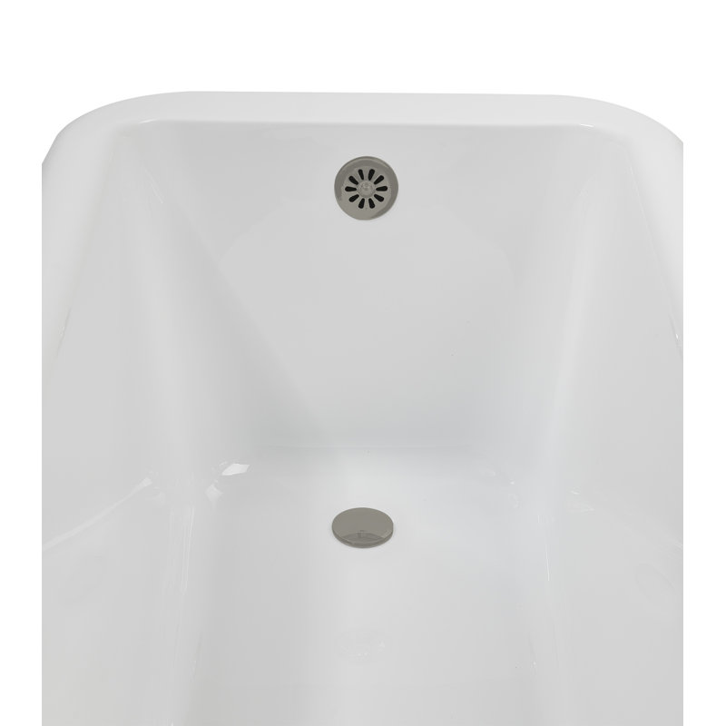 62" Streamline Clawfoot Tub,Tray,Drain, Clawfeet, Glossy White, Brushed GunMetal