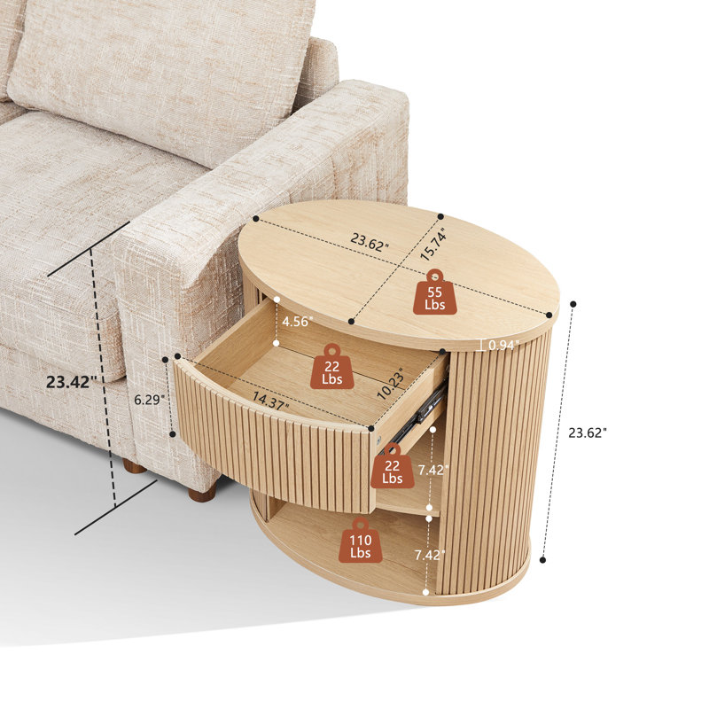 Table de bout avec rangement, Naturel