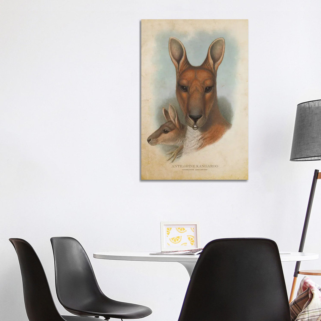 Vintage Antilopine Kangaroo von Aged Pixel - No Frame Gallery-Wrapped Canvas Giclée on Canvas