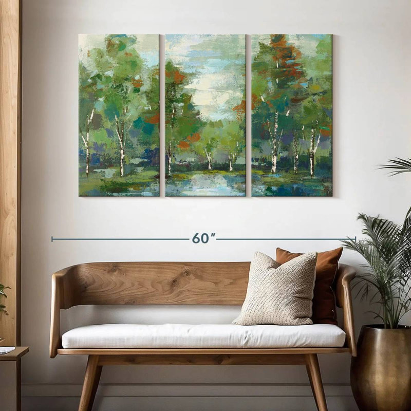 Avery Forest At Dawn Turquoise, 32" H x 50" W