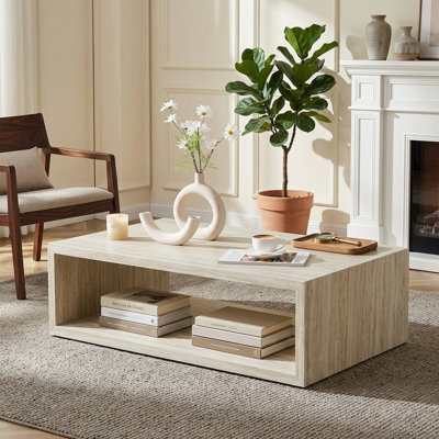 Table basse FFZ 39,3 po aspect bois moderne avec design élégant et panneaux MDF résistants