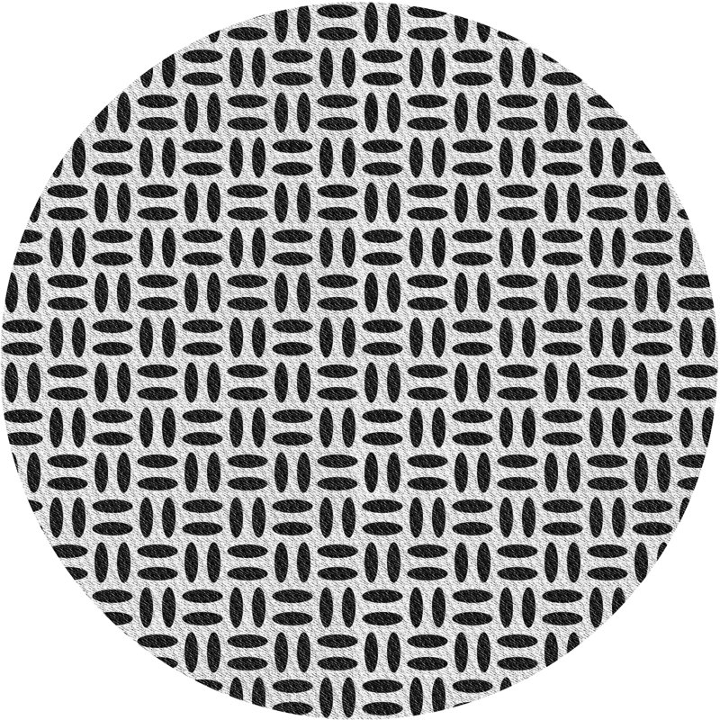 Tapis noir à motif géométrique Krish, Rond 7 pi