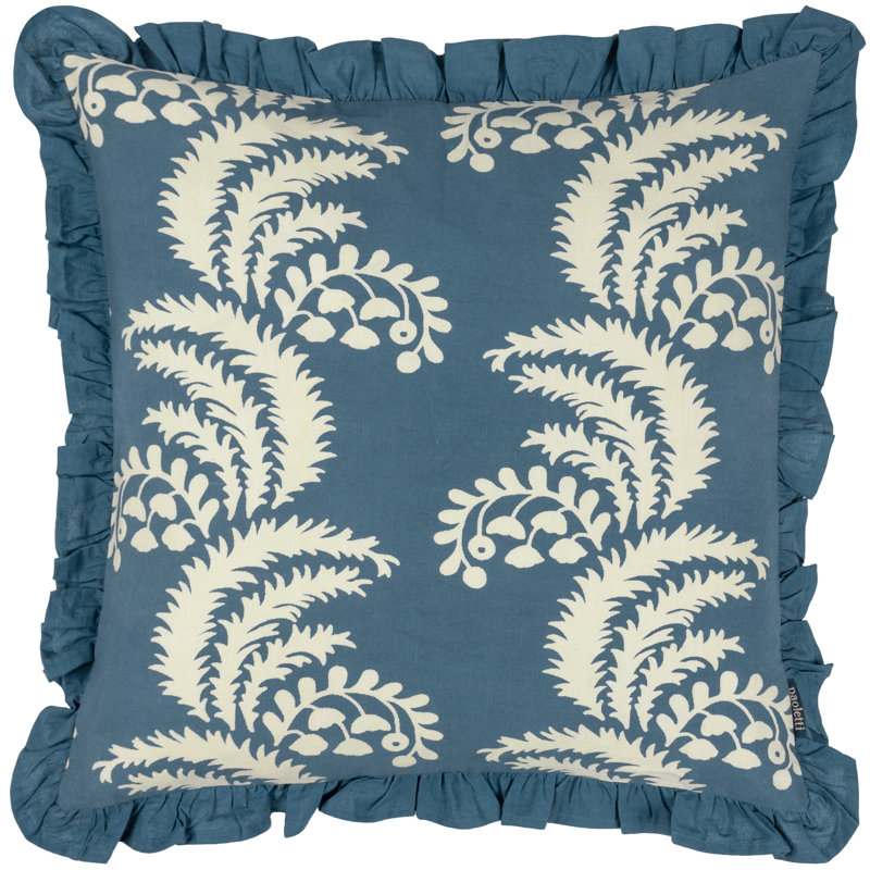 Floral Square Cushion Cover, French Blue