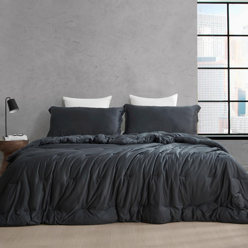 Coma Inducer Cool as the Other Side of the Pillow Oversized Comforter Set, Black, King Comforter + 2 King Shams