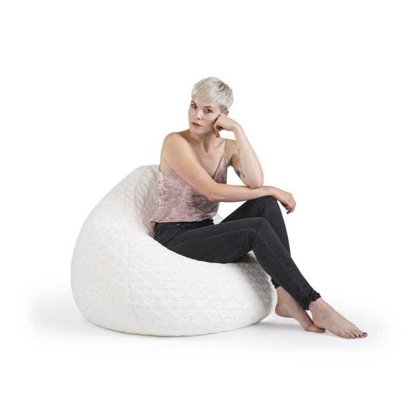 Fauteuil à billes classique en fausse fourrure, Velours blanc