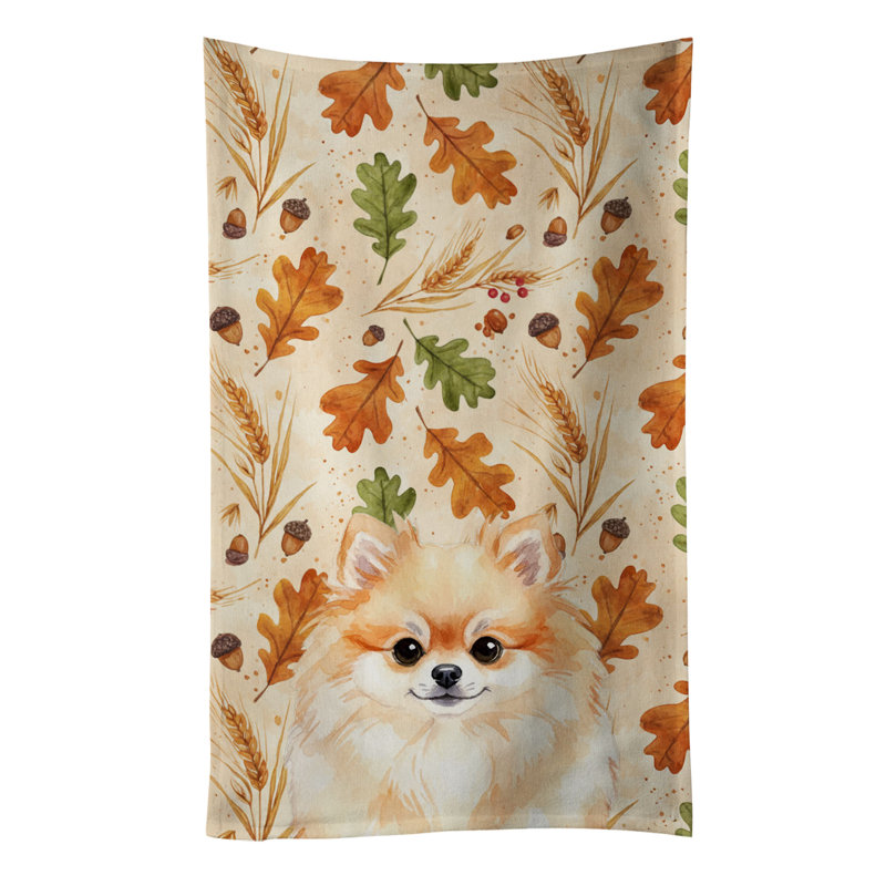 Pomeranian Heirloom Fall Kitchen Towel, Pomeranian