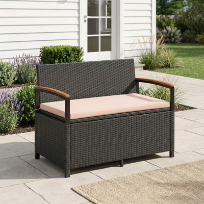 All-Weather Waterproof Outdoor Storage Bench Deck Box, Lockable Design & Thick Removable Washable Seat Cushion, Suitable For Deck, Patio, Backyard