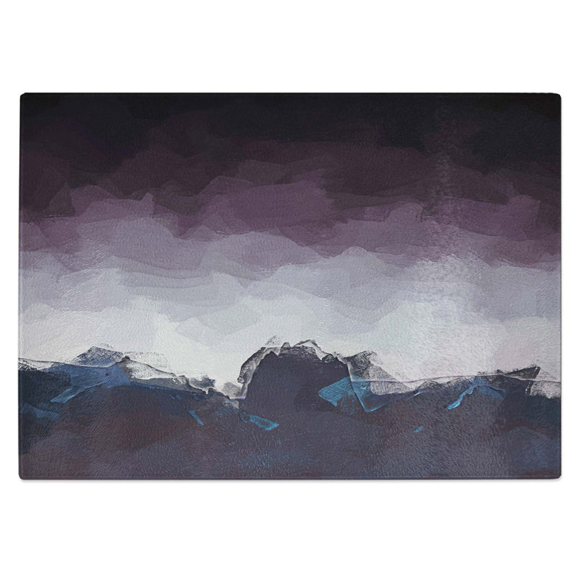 Glass Dusky Mountains in Abstract Chopping Board, 39 cm W x 28.5 cm L