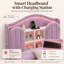 3FT Single Kids Bed Frame with House LED Headboard & Storage-135052626