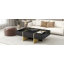 Table basse 47,2 po x 31,4 po minimaliste ultra-brillante avec 2 tiroirs, table de canapé rectangulaire multi-rangement avec pieds en grain, table de centre moderne pour le salon-447351264