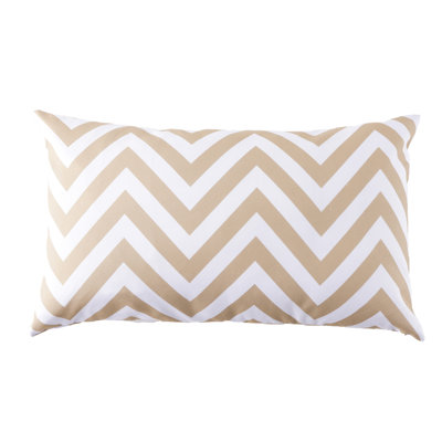 Ivory Zigzag Outdoor Lumbar Toss Cushion