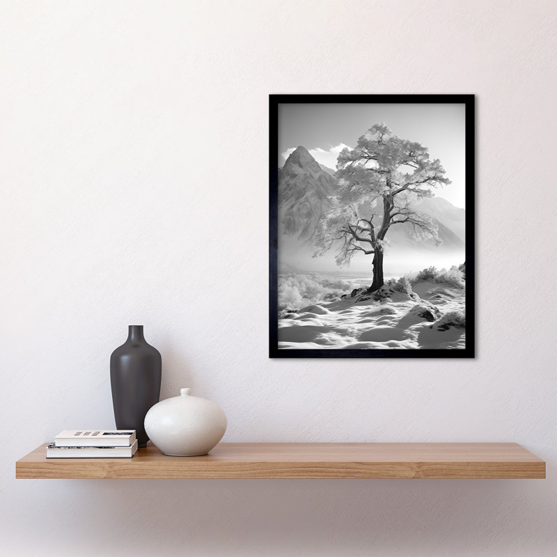 Frozen Tree In Snowy Mountain Landscape - Single Picture Frame Print