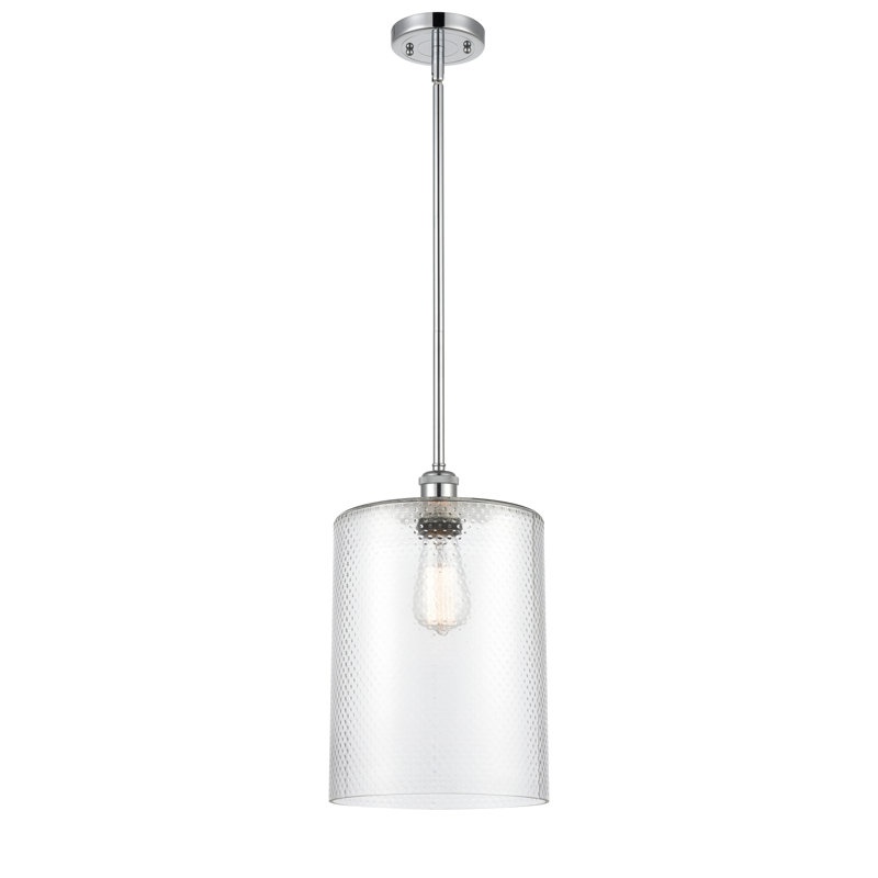 Luminaire suspendu cylindrique à 1 lumière Leilani, Ampoule à DEL rétro de 6 watts, Clair, Chrome poli