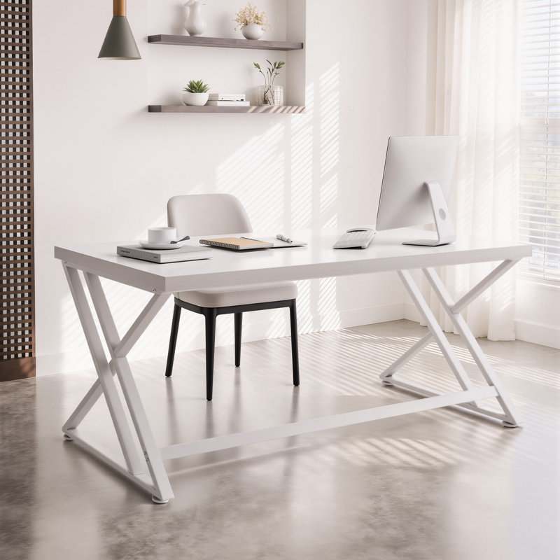 Bureau d'écriture Kelleia, Blanc, H 30,1 po x l 55 po x P 23,6 po