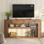 Console mince avec tablettes de rangement ouvertes en brun clair et brun foncé-1482620884