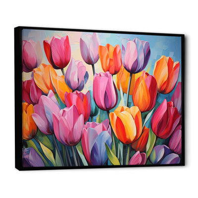 Painted Multicolor Tulips Collage II - Tulips Wall Art