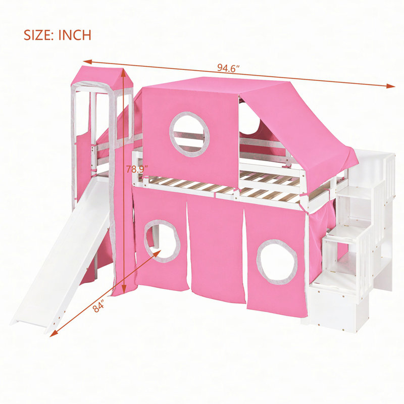 Lit mezzanine simple avec tente et tour